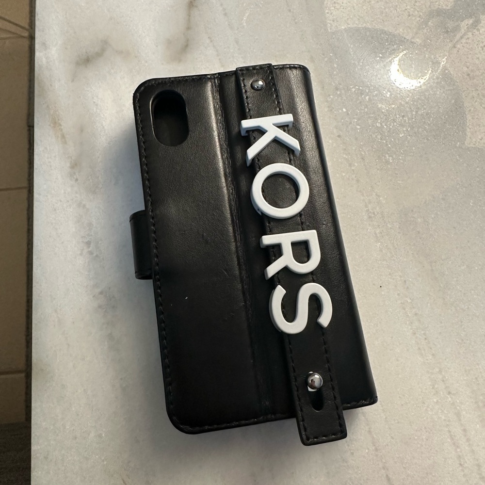 Michael Kors Black Phone Case with White Lettering